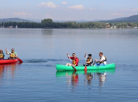 Kanutour auf dem Bodensee in Reichenau, Raum Konstanz
